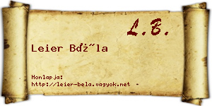 Leier Béla névjegykártya